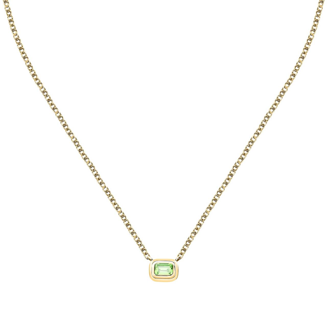Trussardi Pozlátený náhrdelník so zeleným zirkónom T-Design TJAXA21.