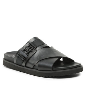 Šľapky Tommy Hilfiger - Th Cleated Leather Sandal FM0FM04458 Black BDS.