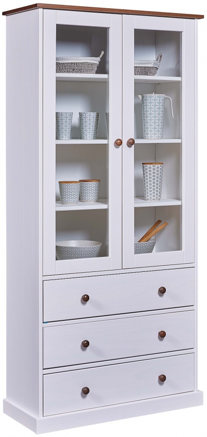 Vysoká vitrína z masívu carson - biela/hnedá.

 

Minimalistický dizajn vitríny sa ľahko kombinuje s interiérom vašej jedálne či kuchyne.

 

Rozmery vysokej vitríny Carson sú 90x190x38,4cm (š, v, h).

 

Všetky produkty z kolekcie Carson nájdete nižšie v súvisiacich produktoch.