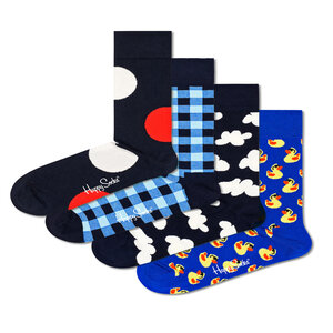Súprava 4 párov vysokých pánskych ponožiek Happy Socks - XBLU09-6300 Farebná.
