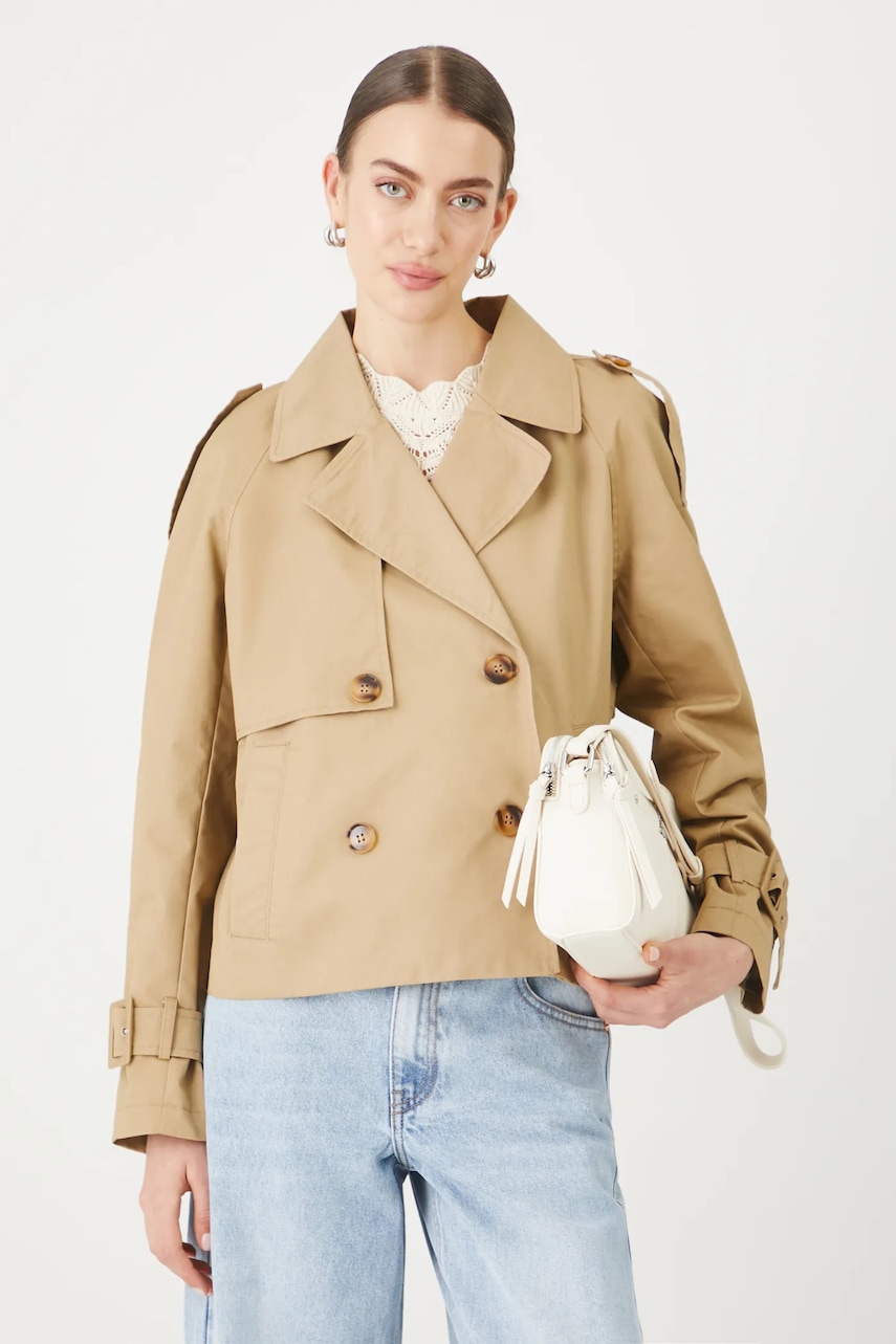 Krátky trenčkot Medicine dámsky, zelená farba, prechodná, oversize.