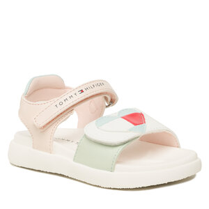 Sandále Tommy Hilfiger - Heart Velcro Sandal T1A2-32754-1355 S White/Multicolor X256.