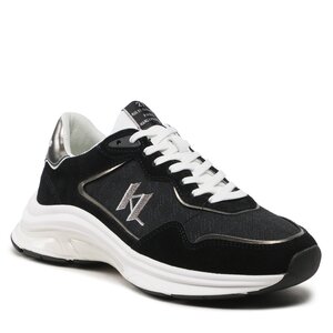 Sneakersy KARL LAGERFELD - KL53165 Black Lthr/Textile W/Silver.