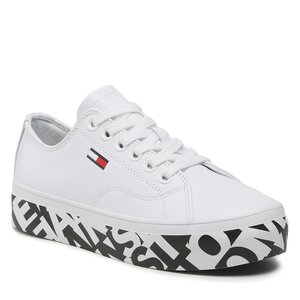 Sneakersy Tommy Jeans - Cupsole Print Logo EN0EN02064  White 0K4.