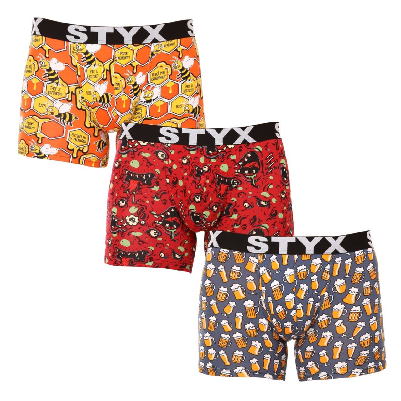 3PACK pánske boxerky Styx long art športová guma viacfarebné (3U13714) L, trenky.