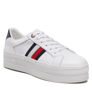 Sneakersy Tommy Hilfiger - Th Webbing Flatform Cupsole FW0FW06731 White YBR.