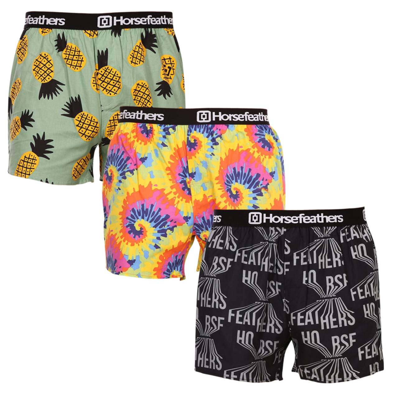 3PACK Caleçons pour hommess Horsefeathers Frazier (AM166BCD) M.
Affichez votre style et votre sens de l'humour avec le short pour homme Horsefeathers.
Matériau de qualité pour un confort parfait
Les shorts Horsefeathers sont fabriqués en 100 % coton, ce qui signifie qu'ils offrent une sensation de confort sur la peau.
Un design original et une coupe confortable
Chaque paire de shorts présente un imprimé unique qui ajoutera du style et de la modernité à votre garde-robe.
Pourquoi aimez-vous ce short ?

Des imprimés originaux qui ajoutent de la gaieté au quotidien.


Matière confortable et coupe ample pour un confort tout au long de la journée.


La qualité de fabrication de Horsefeathers, une marque synonyme de style et de fiabilité.

Les shorts pour hommes Horsefeathers ont du style
Le mot 