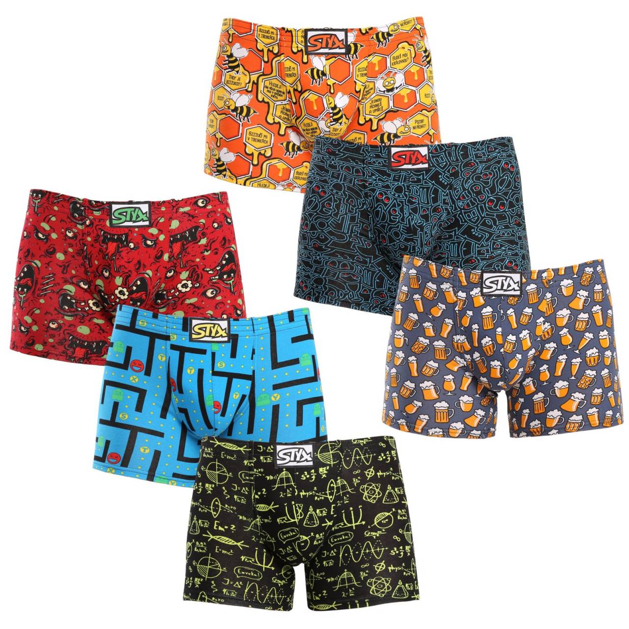 6PACK pánske boxerky Styx long art klasická guma viacfarebné (6F12697124) L, trenky.
Hľadáte spodnú bielizeň, ktorá spája pohodlie, originalitu a kvalitné spracovanie?
Kvalitný materiál pre maximálne pohodlie
Boxerky Styx sú vyrobené z kvalitnej bavlny s prímesou elastanu, takže sú priedušné, ľahké a príjemné na dotyk.
Štýlový dizajn a moderný strih
Priliehavý strih robí boxerky Styx ideálnym kúskom na bežné nosenie aj športové aktivity.
Prečo si boxerky Styx zaručene obľúbite?

Kvalitný materiál pre vaše pohodlie: Priedušný a príjemný materiál.
Česká kvalita: Boxerky sú kompletne vyrobené v Českej republike.
Príjemný strih pre maximálne pohodlie: Ideálne na každodenné nosenie aj relax.
Štýlové vzory: Žiadna nuda v zásuvke, ale pořádná dávka originality a štýlu.

 
Česká značka Styx ponúka zábavu aj prvotriednu kvalitu
Spodná bielizeň Styx si obľúbia najmä tí, pre ktorých je dôležitá originalita v každej situácii.
Ako sa o ne starať?
Aby vám boxerky vydržali čo najdlhšie ako nové, odporúčame dodržiavať nasledujúce pokyny.

Pranie: Perte v práčke na 30 °C, aby si materiál zachoval svoju jemnosť.
Sušička: Boxerky nie je vhodné sušiť v sušičke, radšej ich nechajte voľne uschnúť na vzduchu.
Žehlenie: Bielizeň môžete žehliť na strednej teplote, aby sa materiál nepoškodil.

 
Tip: Staňte sa odborníkom na údržbu spodnej bielizne vďaka tipom v našom článku a doprajte svojim obľúbeným kúskom starostlivosť, ktorú si zaslúžia.