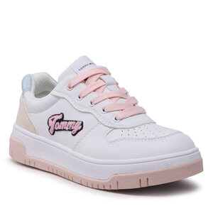 Sneakersy Tommy Hilfiger - Logo Low Cut Lace-Up Sneaker T3A9-32726-1592 M White/Beige/Sky Blue Y259.