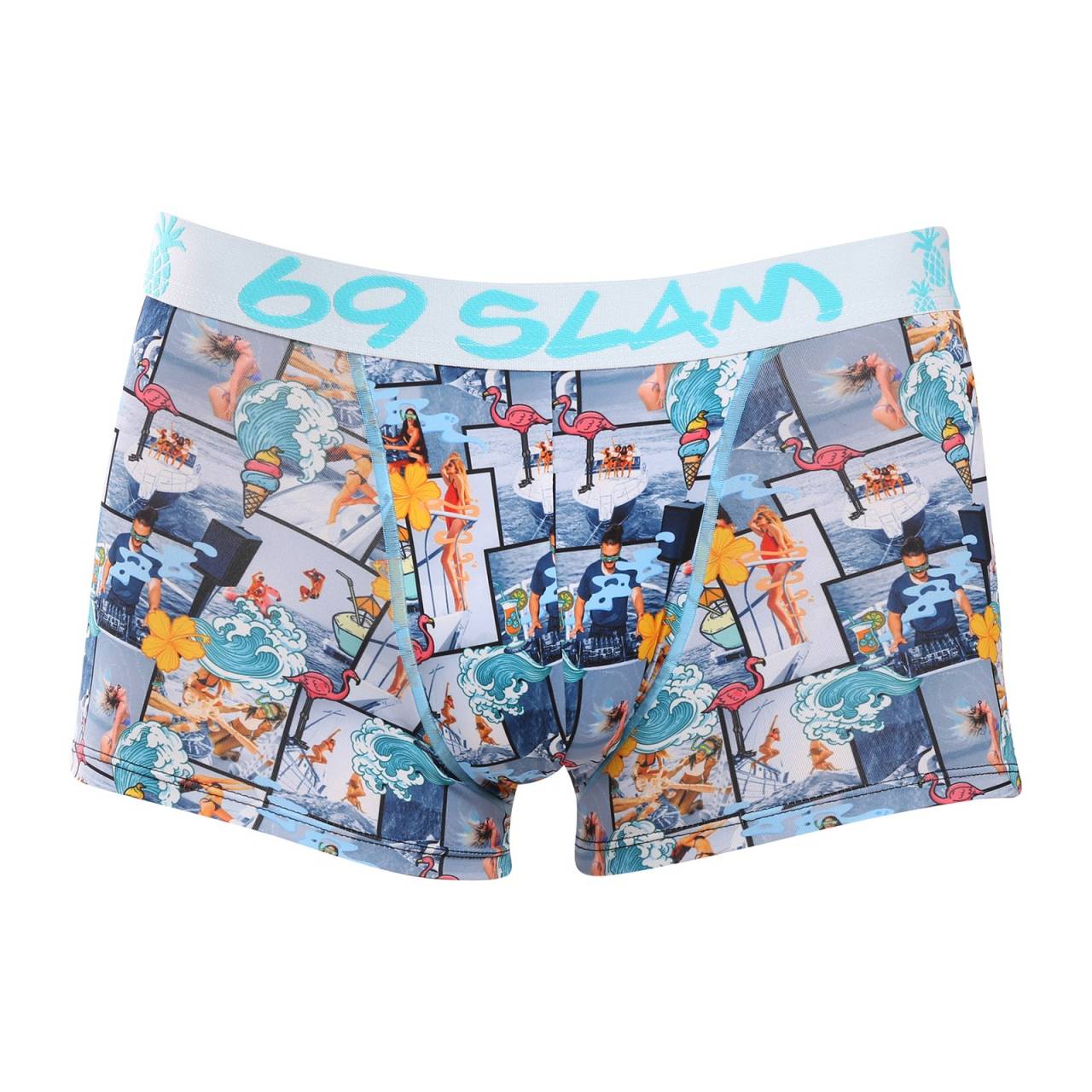 Pánske boxerky 69SLAM Hip SUMMER YACHT (MSYSYH-PO) XXL, trenky.
Vstúpte do sveta, kde sa pohodlie stretáva s originalitou!
Mikrovlákno, ktoré vás presvedčí na prvý dotyk
Boxerky sú vyrobené z umelých vlákien (kombinácia polyesteru a spandexu) - táto zmes vytvára dokonale mäkký, pružný a prispôsobivý materiál.
Výrazný dizajn a premyslený strih na aktívne dni
Boxerky 69SLAM vás na prvý pohľad zaujmú svojím jedinečným vzhľadom, originálnymi vzormi a príjemnými farbami.
Prečo by boxerky 69SLAM nemali chýbať vo vašom šatníku

Mikrovlákno - ľahké, elastické, rýchloschnúce.
Kratšie nohavičky, ktoré sa nikde nekrčia.
Výrazný dizajn s originálnymi vzormi.

69SLAM spodná bielizeň, ktorá vám zdvihne náladu
69SLAM je obľúbená surferská značka z Bali, ktorá oslavuje život, umenie, kreativitu, dizajn a farby v každom detaile.
Ako sa starať o boxerky 69SLAM
Dodržiavaním týchto jednoduchých krokov zabezpečíte, že vaše boxerky 69SLAM budú dlho vyzerať krásne, funkčné a pohodlné.

Pranie: Odporúčame ručné pranie vo vlažnej vode.


Sušenie: Nesuš v sušičke.


Žehlenie: Nežehliť.

Tip: Vaša obľúbená spodná bielizeň si zaslúži šetrné zaobchádzanie.