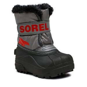 Snehule Sorel - Childrens Snow Commander NC1960-052 Quarry/Cherrybomb.