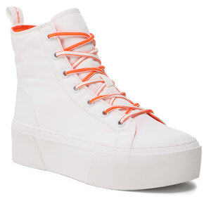 Sneakersy Calvin Klein Jeans - Flatform+ Cupsole Mid Softny YW0YW00918 White/Firecracker 0LC.