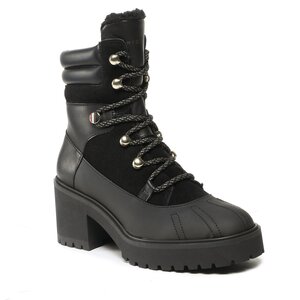 Členková obuv TOMMY HILFIGER - Heel laced Outdoor Boot FW0FW06804 Triple Black 0GK.