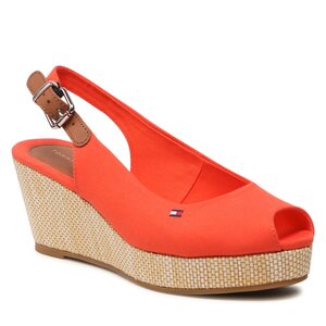 Sandále Tommy Hilfiger - Iconic Elba Sling Back Wedge FW0FW04788 Deep Orange SNX.