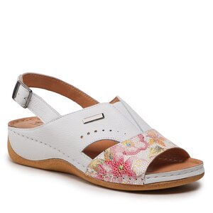 Sandále Pollonus - 5-1516-003 KWIATY 334/BIAŁY VERO.