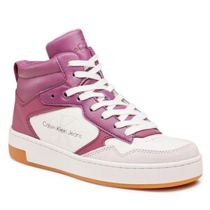 Sneakersy Calvin Klein Jeans - Basket Cupsole Mid Lth Mono YW0YW00877 Amethyst/Ghost Grey/White 0KB.