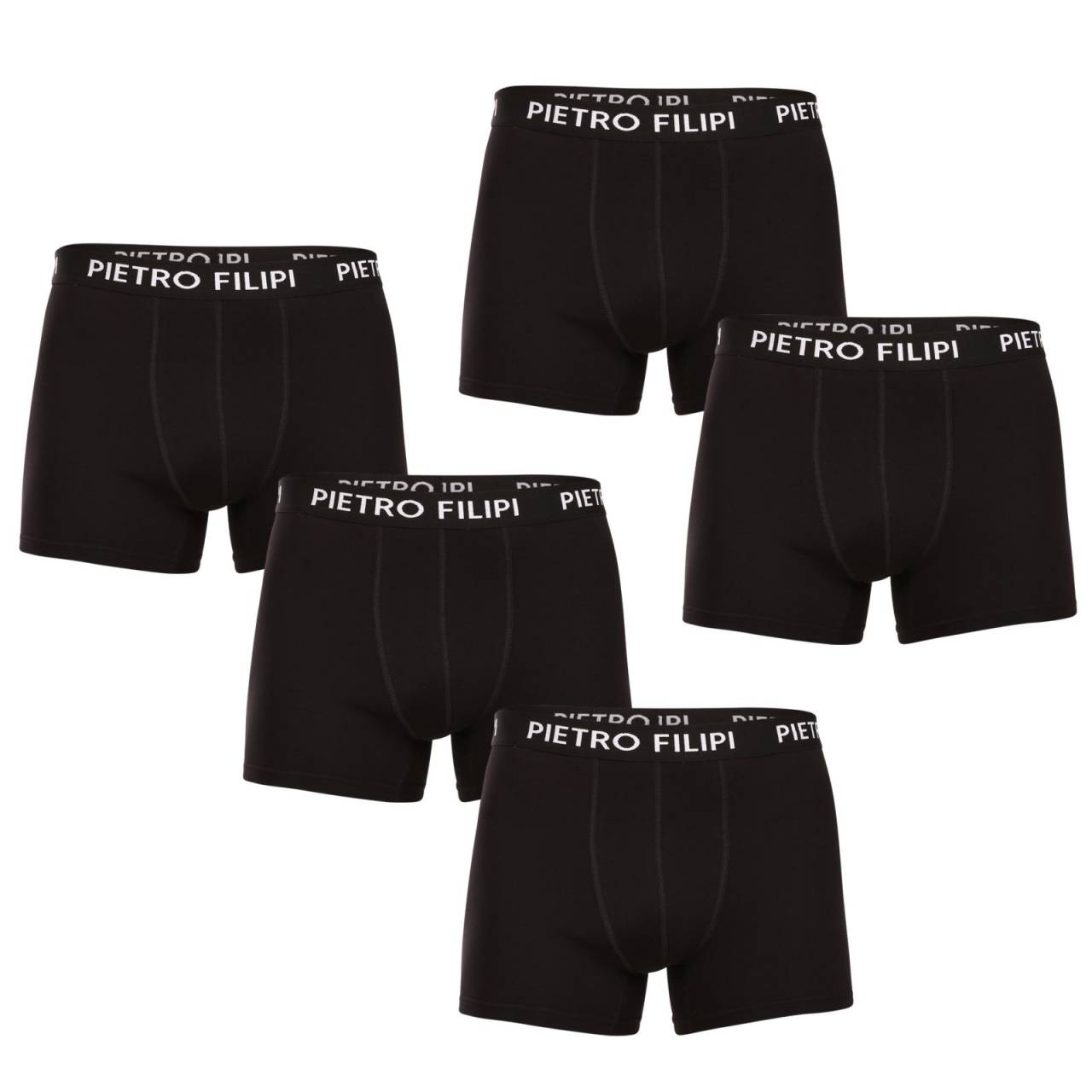 5PACK pánske boxerky Pietro Filipi čierné (5BCL002) 5XL, trenky.
Objavte výnimočné pohodlie a elegantný dizajn s pánskymi boxerkami Pietro Filipi v nadčasovej čiernej farbe.
Kvalitný materiál pre vaše maximálne pohodlie
Boxerky Pietro Filipi sú vyrobené z prvotriedneho materiálu, ktorý kombinuje bavlnu a elastan.
Elegantný dizajn a pohodlný strih pre moderných mužov
Boxerky Pietro Filipi sa vyznačujú minimalistickým vzhľadom s tkanou gumičkou a decentným logom značky, čo dodáva spodnej bielizni moderný a sofistikovaný vzhľad.
Prečo by ste určite mali vyskúšať boxerky Pietro Filipi

Prvotriedny materiál: Mäkký, jemný a priedušný materiál poskytuje maximálne pohodlie počas celého dňa.


Sofistikovaný dizajn: Elegantná a pevná guma s logom Pietro Filipi zaručuje, že boxerky zostanú na svojom mieste bez nepríjemného škrtenia.


Česká značka: Pietro Filipi je synonymom kvality a precíznosti, ktorú ocení každý muž.

Spodná bielizeň Pietro Filipi pre všetkých štýlových mužov
Značka Pietro Filipi má na českom trhu dlhoročnú tradíciu.
Ako sa starať o svoje nové boxerky Pietro Filipi?
Každá spodná bielizeň si zaslúži šetrné zaobchádzanie, ktoré zabezpečí jej výnimočnú kvalitu na dlhý čas.

Odporúčameprať boxerky pri maximálnej teplote 40 °C.


Sušenie: Nesušte v sušičke.


Žehlenie: Boxerky sa môžu žehliť pri nižšej teplote vhodnej pre bavlnu.

Tip: Nájsť ten správny kus spodnej bielizne, ktorý vám dokonale padne, môže byť náročné.