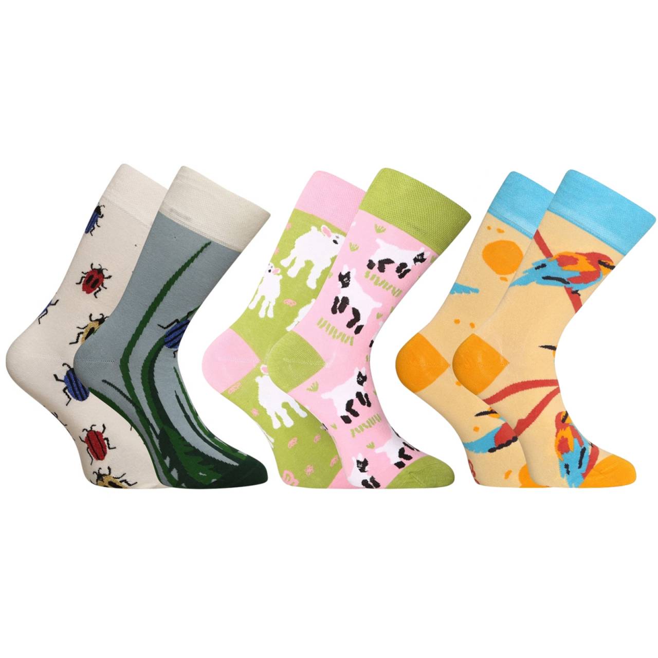 3PACK Veselé ponožky Dedoles (RS246155067) L.
Chcete svojmu outfitu dodať nádych hravosti a originality?
Kvalitný materiál na celodenné pohodlie
Ponožky sú vyrobené zo zmesi bavlny a umelých vlákien.
Originálny dizajn, ktorý vás nenechá bez povšimnutia
Veselé motívy a výrazné vzory v žiarivých farbách sú charakteristickými znakmi ponožiek Dedoles, vďaka ktorým sa každý krok stane módnym zážitkom.
Prečo by ponožky Dedoles nemali chýbať vo vašom šatníku

Hravý dizajn, ktorý zaručene pobaví.
Pohodlný materiál s vysokým podielom bavlny.
Pružný strih, ktorý drží tvar a dobre sedí.

Spodná bielizeň Dedoles vám zdvihne náladu
Obľúbená slovenská značka Dedoles potešila svojich fanúšikov originálnymi vzormi a pestrými farbami, ktoré rozžiaria nielen obľúbené ponožky, ale aj pánske boxerky a dámske podprsenky.
Ako sa starať o veselé ponožky Dedoles
Aby ponožky zostali dlho v skvelom stave, odporúčame dodržiavať tieto pokyny.

Pranie: Per ponožky naruby pri maximálnej teplote 40 °C.
Sušenie: Nesušte v sušičke - vysoké teploty by mohli spôsobiť stratu pružnosti a deformáciu.
Žehlenie.

Tip: Staňte sa expertom na údržbu spodnej bielizne vďaka radám v našom článku a doprajte svojim obľúbeným kúskom starostlivosť, akú si zaslúžia.