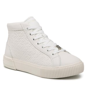 Sneakersy Tommy Hilfiger - Th Monogram Leather Sneaker High FW0FW06856 Ecru YBL.