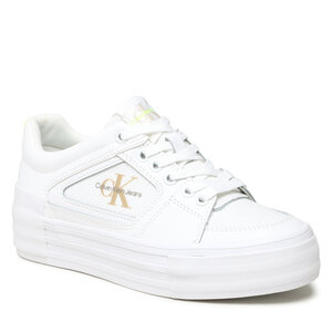 Sneakersy Calvin Klein Jeans - Vulc Flatform Bold Fluo Contr YW0YW00904 White/Safety Yellow.