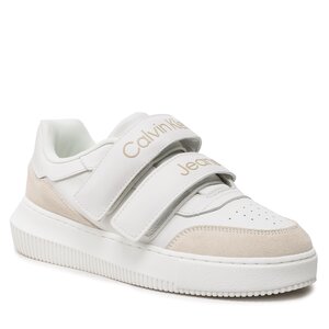 Sneakersy Calvin Klein Jeans - Chunky Cupsole Lth Velcro YW0YW00879 White/Ivory/Candied Ginger 0K8.