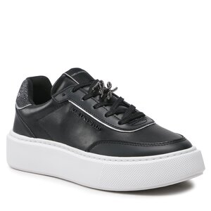 Sneakersy KARL LAGERFELD - KL62229 Black Lthr w/Silver.