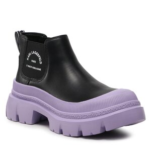 Členková obuv s elastickým prvkom KARL LAGERFELD - KL43530 Black Leather w/Violet&Aloe.