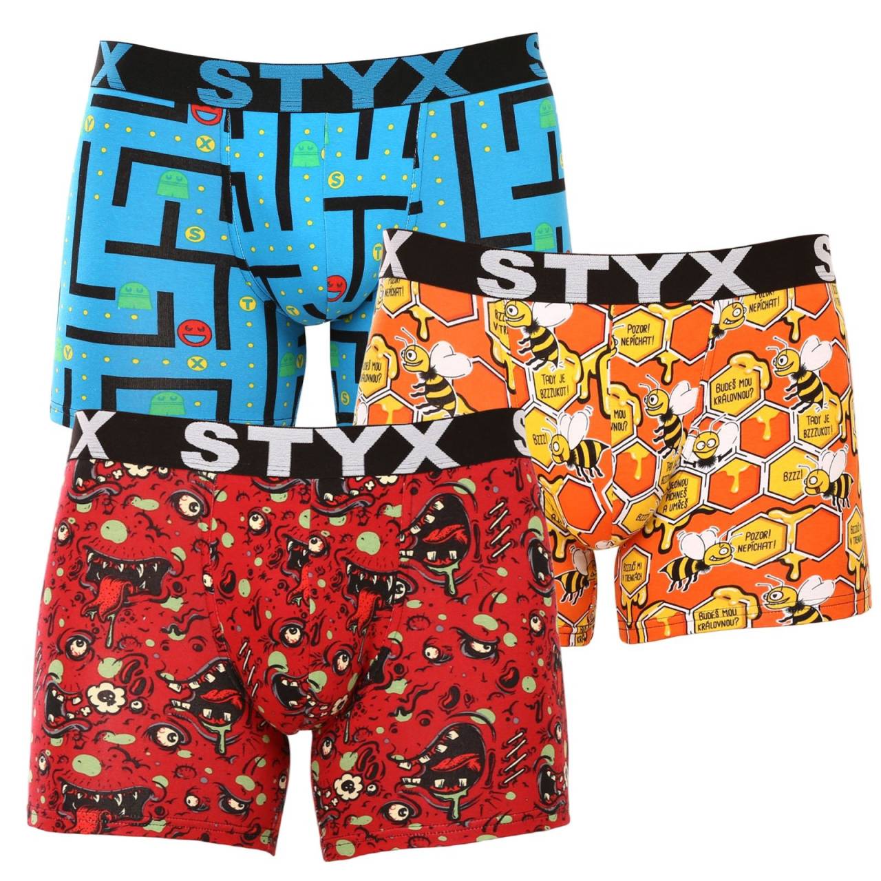 3PACK pánske boxerky Styx long športová guma viacfarebné (3U12914) XL, trenky.