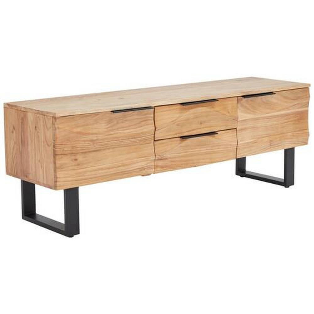 Livetastic NÍZKA KOMODA, akácia, čierna, farba akácie, 145/50/40 cm.