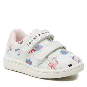 Sneakersy Tommy Hilfiger - Low Cut Velcro Sneaker T1A9-32715-1355 M White/Pink X134.