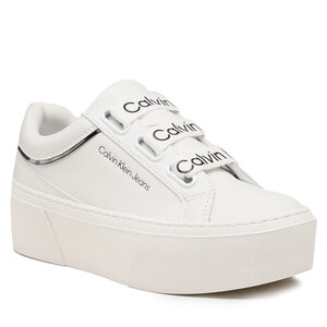 Sneakersy Calvin Klein Jeans - Flatform+ Low Branded Laces YW0YW00868 White/Black 0K4.