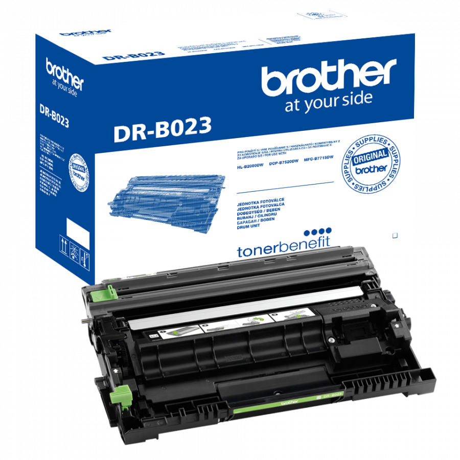 Brother DR-B023 čierna (black) originálna valcová jednotka.
Originálna valcová jednotka = záruka priamo od výrobcu tlačiarne
100 % použitie v tlačiarni - bezproblémové fungovanie s vašou tlačiarňou
Použitím originálneho valca predlžujete životnosť tlačiarne
Osvedčená špičková kvalita - originálna tlačová (valcová) kazeta poskytuje mimoriadne výsledky
Trvalé a profesionálne výsledky tlače - dlhodobá udržateľnosť tlače
Produktivita tlače - rovnaká tlač po celú životnosť valca
Maximálna jednoduchá obsluha sa rovná efektívnej tlači
Garancia Vašej spokojnosti s použitím našej originálnej valcovej jednotky
Zabezpečujeme bezplatnú recykláciu originálnych náplní

Kód výrobcu: DRB023