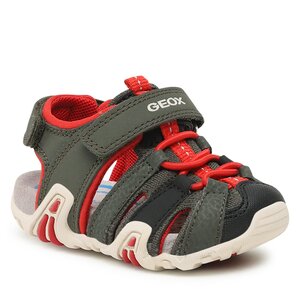 Sandále Geox - B Sandal Kraze B1524A0CE15C0754 M Dk Green/Red.