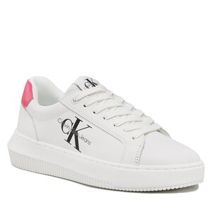 Sneakersy Calvin Klein Jeans - Chunky Cupsole Laceup Mon Lth Wn YW0YW00823 White/Raspberry Sorbet 01W.