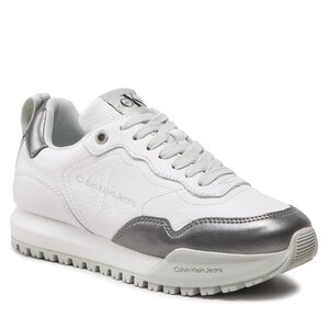 Sneakersy Calvin Klein Jeans - Toothy Runner Laceup Lth Met YW0YW00789 White/Silver 0LB.