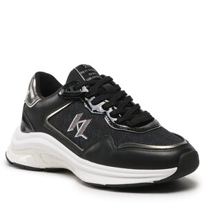 Sneakersy KARL LAGERFELD - KL63165 Black Lthr/Text W/Silver.
