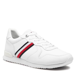 Sneakersy TOMMY HILFIGER - Iconic Runner Leather FM0FM04281  White YBR.