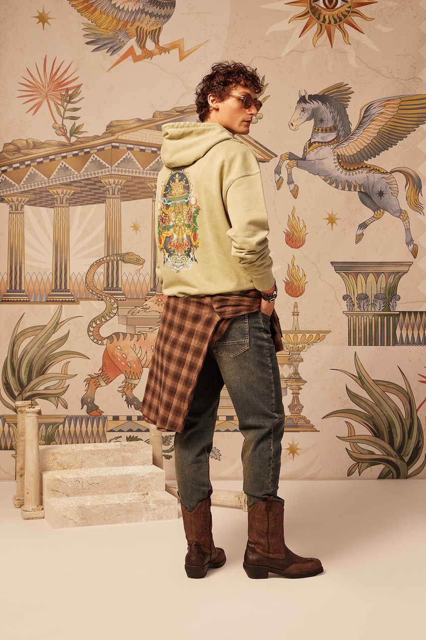 Bavlnená mikina Medicine zelená farba, s kapucňou, s potlačou.