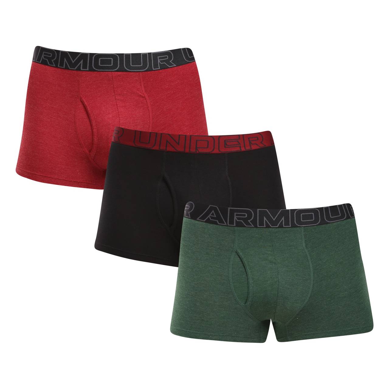 3PACK Herren Klassische Boxershorts Under Armour mehrfarbig (1383891 302) XXL.
Wenn es um Unterwäsche für einen aktiven Lebensstil geht, sollten Sie keine Kompromisse eingehen.
Angenehmes Material für einen aktiven Lebensstil
Die Boxershorts sind aus einer hochwertigen Mischung aus Baumwolle, Polyester und Elasthan gefertigt.
Funktionelles Design für stilvolle Männer
Der schlichte, aber markante Look mit einem dominanten gewebten Gummiband mit kontrastfarbigem Logo verleiht den Boxershorts einen sportlichen und modernen Charakter.
Warum Sie Under Armour Boxershorts ausprobieren sollten

Ausgewogene Mischung von Materialien: Atmungsaktives, schnell trocknendes und elastisches Material, das sich angenehm am Körper anfühlt.
Längeres Bein und sportlicher Schnitt: Maximaler Komfort ohne Reibung und mit voller Bewegungsfreiheit.
Unverwechselbares Design mit Under Armour Logo: Ein Stil, der Sie jeden Tag aufs Neue begeistern wird.

Under Armour Unterwäsche, die Sie bei jeder Aktivität unterstützt
Die Unterwäsche von Under Armour wurde entwickelt, um Ihnen die Leistung Ihres Lebens zu bieten - ganz gleich, ob Sie auf eine Bergbesteigung oder ein anspruchsvolles Geschäftstreffen gehen.
Pflegehinweise für Under Armour Boxershorts
Damit Ihre Lieblingsboxershorts lange Zeit in perfektem Zustand bleiben, empfehlen wir Ihnen, die folgenden Hinweise zu beachten.

Waschen: Boxershorts bei 30 °C waschen, am besten auf links.
Trocknen: Wir raten vom Trocknen im Wäschetrockner ab - hohe Temperaturen könnten die elastischen Fasern beschädigen und die Lebensdauer des Produkts verkürzen.
Bügeln: Nicht bügeln - Boxershorts brauchen das nicht, und das Bügeln könnte die Struktur des Materials beschädigen.

Tip: Ihre Lieblingsunterwäsche hat eine sanfte Behandlung verdient.