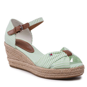 Espadrilky Tommy Hilfiger - High Wedge Seersucker FW0FW07158 Seersucker/Springlime 0H7.