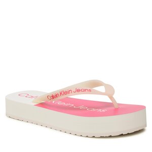 Žabky Calvin Klein Jeans - Beach Sandal Flatform YW0YW00716 Ancient White/Raspberry Sorbet 0J0.