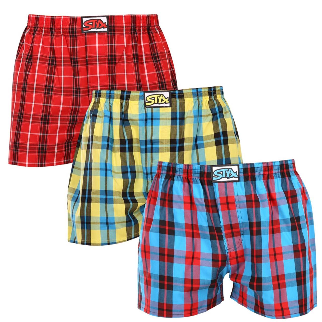 3PACK Herren Boxershorts Styx klassischer Gummizug mehrfarbig (3A0913) XXL.
Gönnen Sie sich Stil und Komfort mit den Styx-Shorts für Männer in bunten und originellen Designs.
Weiches Material für ganztägigen Komfort
Die Styx-Shorts bestehen aus 100% Baumwolle, die auch bei ganztägigem Tragen weich und atmungsaktiv ist.
Originelles Design und bequeme Passform
Die Styx-Shorts bringen mit ihren kräftigen Farben und originellen Prints Verspieltheit und einzigartigen Stil in Ihre Garderobe.
Warum Styx-Shorts?

Hergestellt in der Tschechischen Republik mit dem Schwerpunkt auf Qualität und Präzision.


Das Material aus 100% Baumwolle sorgt für Weichheit und Komfort.


Originelle und witzige Designs, die Sie von der Masse abheben werden.

Qualität aus der Tschechischen Republik, das ist Styx-Unterwäsche
Die Unterwäsche von Styx wird vollständig in der Tschechischen Republik hergestellt.
Pflegehinweise für Styx-Shorts
Um die Qualität und den Komfort Ihrer Shorts zu erhalten, beachten Sie bitte die folgenden Hinweise:

Wäscherei: Bei maximal 30 °C waschen, damit die Farben intensiv und die Baumwolle weich bleibt.


Trocknen: Wir empfehlen, sie nicht im Trockner zu trocknen, sondern sie an der Luft trocknen zu lassen.


Bügeln: Für ein glattes Aussehen können Sie die Shorts bei niedriger Temperatur bügeln.

Tip: Werden Sie mit den Tipps in unserem Artikel zum Experten für die Pflege von Dessous und geben Sie Ihren Lieblingsstücken die Pflege, die sie verdienen.
