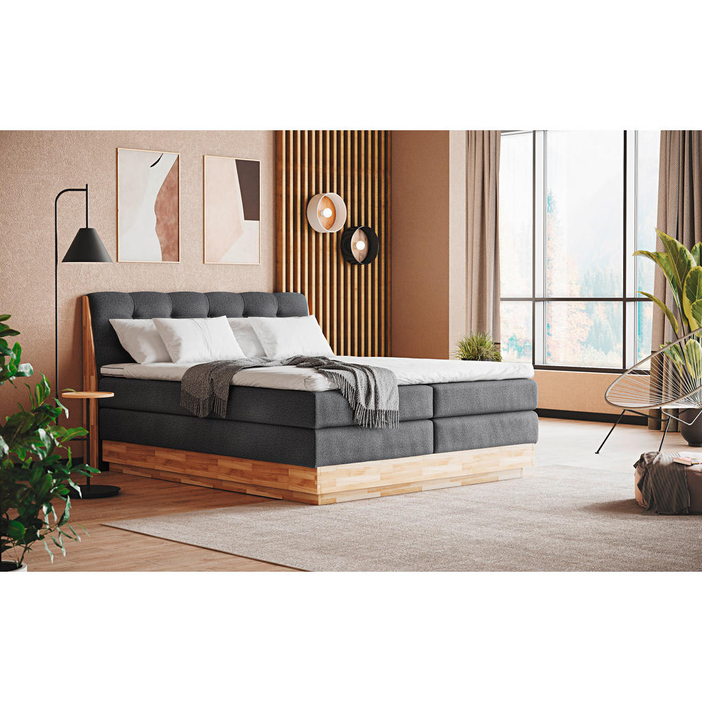 BOXSPRINGOVÁ POSTEĽ, 160/200 cm, antracitová.