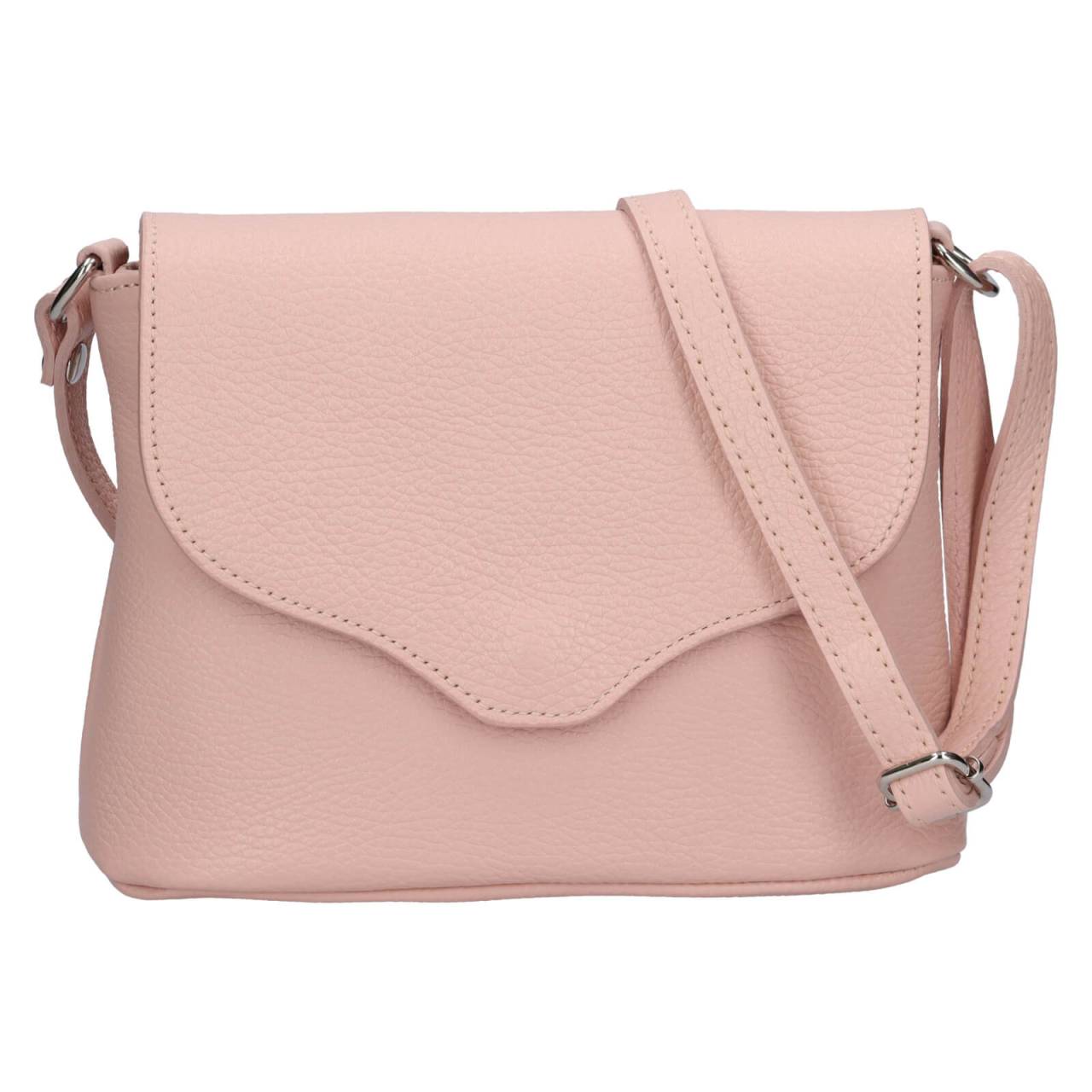 Dámska kožená crossbody kabelka Italia Alice - svetlo růžová.