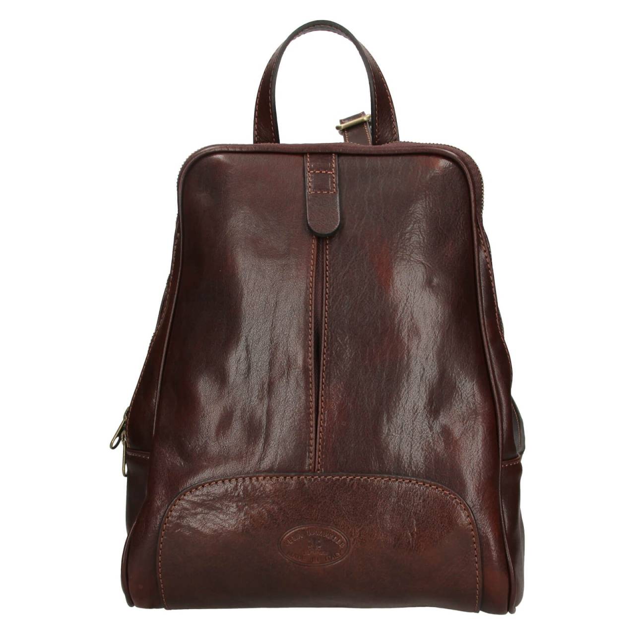 Dámsky kožený batoh Italia Daniela - tmavo hnedá.