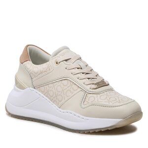 Sneakersy Calvin Klein - Chunky Intern Wedge Lace Up-Mono HW0HW01439 Dk Ecru/Silver Mink Mono 0F7.