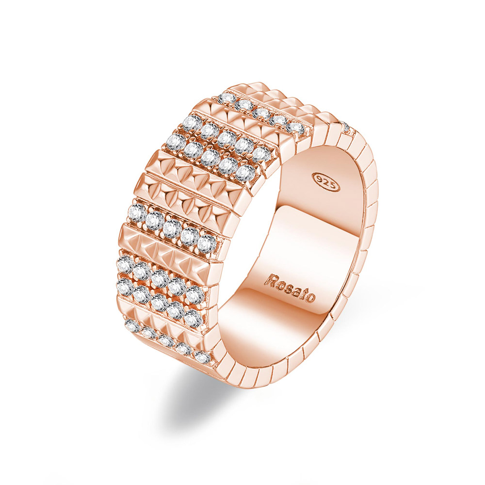 Rosato Blyštivý bronzový prsteň so zirkónmi Cubica RZCU58 58 mm.