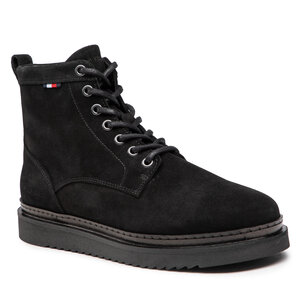 Čižmy Tommy Hilfiger - Hilfiger Cleated Suede Boot FM0FM04191 Black BDS.