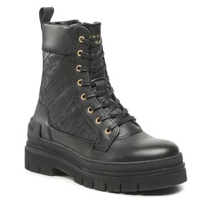 Outdoorová obuv Tommy Hilfiger - Lace Up Zip Boot Monogram FW0FW06849 Black BDS.