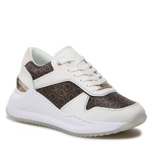 Sneakersy Calvin Klein - Chunky Intern Wedge Lace Up-Mono HW0HW01439 White/Brown Mono 0LD.